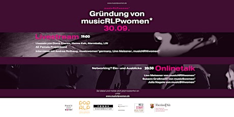 Hauptbild für Gründung von musicRLPwomen* mit Livestream und Onlinetalk