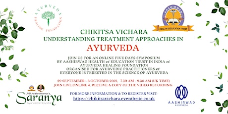 Image principale de CHIKITSA VICHARA UNDERSTANDING TREATMENT APPROACHES IN AYURVEDA SYMPOSIUM