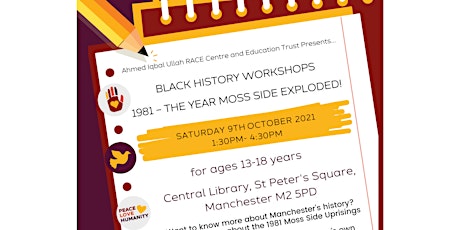 1981 – The Year Moss Side Exploded!  Black History Workshop for ages 13-18