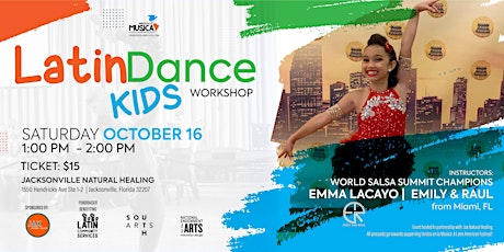 Image principale de Kids Latin Dance Workshop w/ World Champions Emily & Raul & Emma Lacayo!