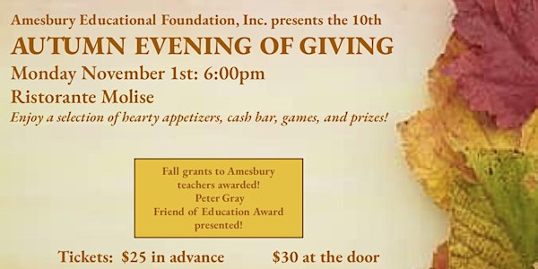 Amesbury Educational Foundation, Inc. 10th Autumn Evening of Giving