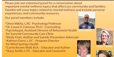 Mental Wellness: A Community Dialog on Suicide Prevention, Substance Abuse and Behavior Patterns primary image