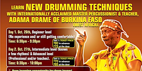 ADAMA DRAME West African Drumming Workshop primary image