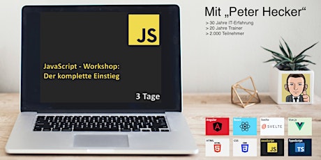 Hauptbild für JavaScript Workshop - 3 Tage Online-Training: Der komplette Einstieg
