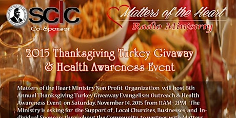 Matters of the Heart Thanksgiving Turkey Giveaway/Health Awareness Event primary image