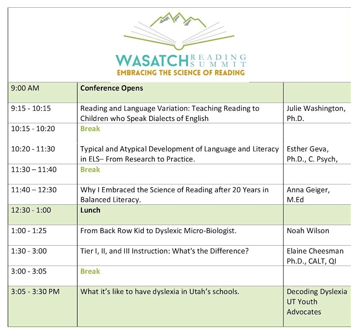 Wasatch Reading Summit Fall 2021 Virtual Conference image