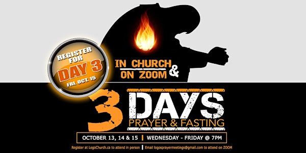 DAYS OF PRAYER - DAY 3 - Friday October 14 @ 7pm
