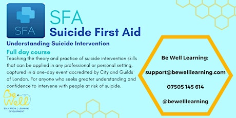 Suicide First Aid - Understanding Suicide Intervention - Full day course