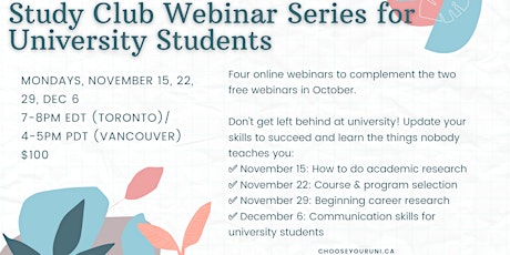 Study Club Webinar Series for University Students