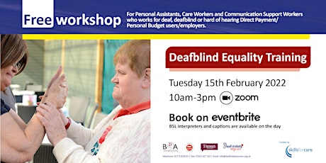 Deafblind equality training for  PAs on Zoom - Funded by Skills for Care tickets
