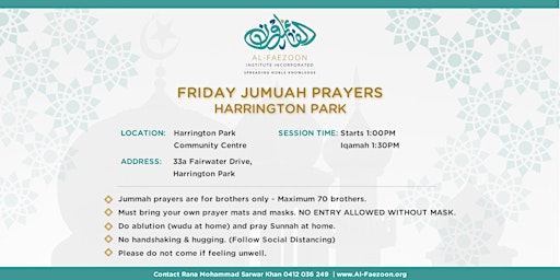 Friday Jumu'ah Prayer at Harrington Park Community Centre, NSW 2567