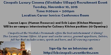 Cinepolis Westlake Village Recruitment Event primary image