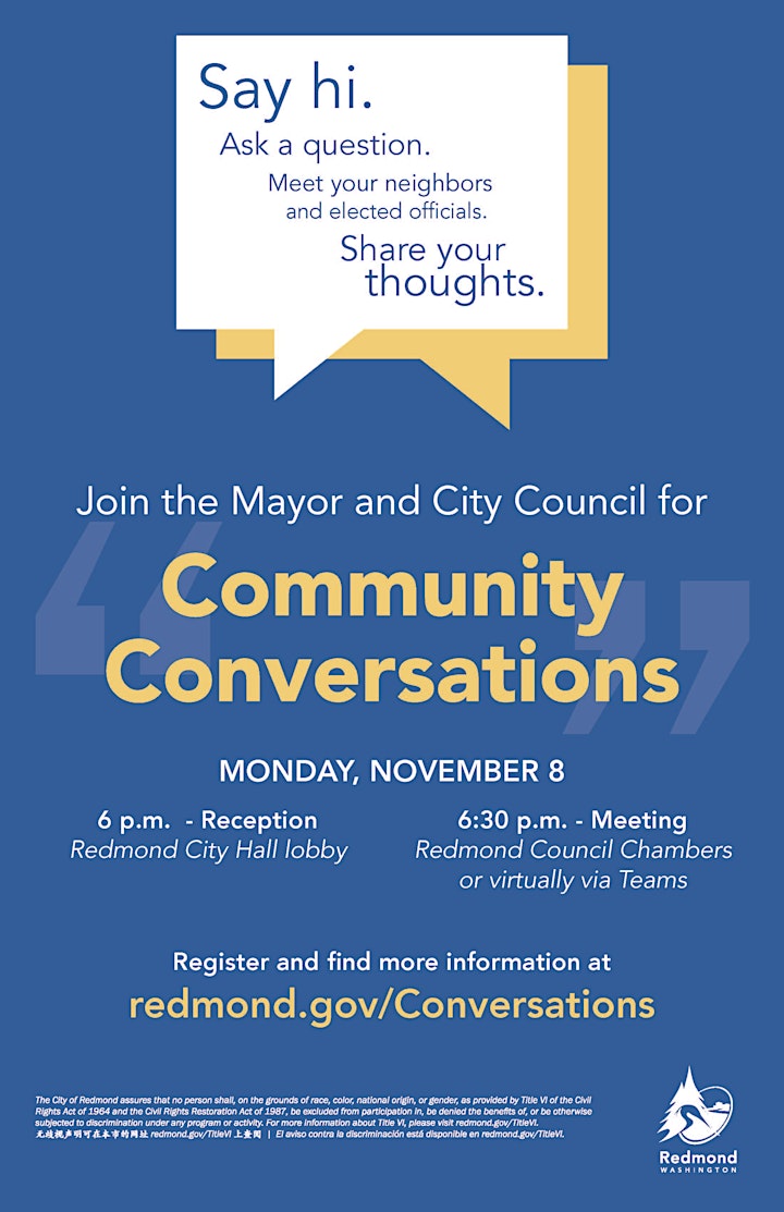 
		Community Conversations with Mayor Birney and Redmond City Council image
