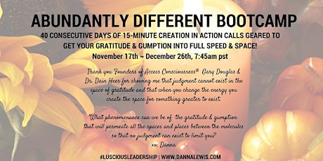 AN ABUNDANTLY DIFFERENT BOOTCAMP - 40 consecutive days of 15-minute creation in action calls primary image