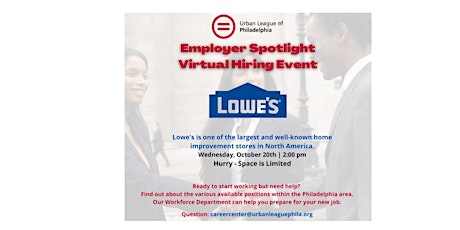 ULP Employer Partner Spotlight:  Lowe's Virtual Hiring Event primary image