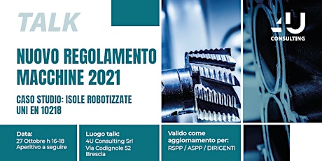 Imagen principal de NUOVO REGOLAMENTO MACCHINE 2021 (CREDITI RSPP, ASPP, DIRIGENTI)