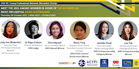 MEET 2021 JUDGE  WINNERS OF THE MOST INFLUENTIAL ASIAN-AUSTRALIANS UNDER 40 primary image
