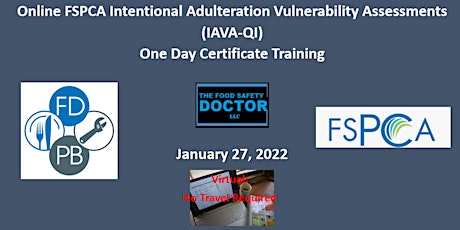 Online FSPCA  Intentional Adulteration Qualified Individuals (IAVA-QI) tickets