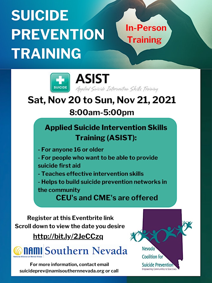 
		Applied Suicide Intervention Skills Training (ASIST) (In-Person) (CEUs) image
