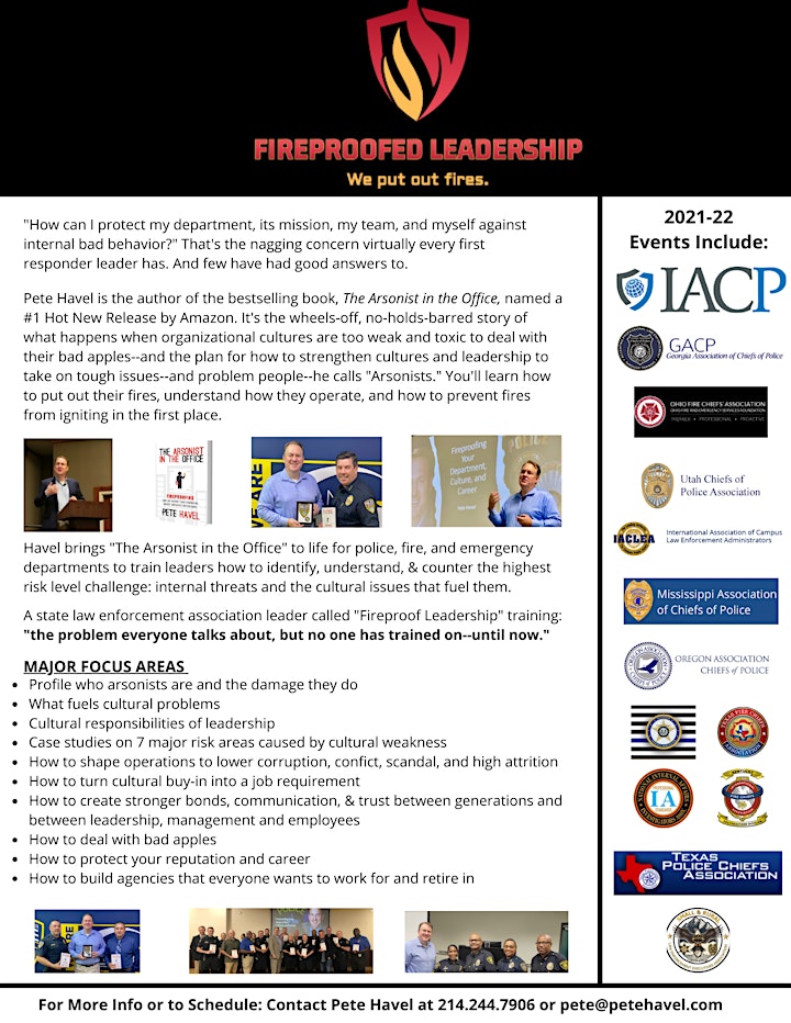 
		Fireproofed Leadership Training--Dealing w/Bad Behavior & Problem Cultures image
