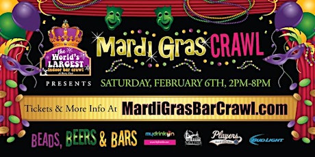 2016 Chicago The World's Largest Indoor Bar Crawl presents MARDI GRAS CRAWL primary image