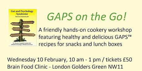 GAPS on the Go - a cookery workshop featuring GAPS snacks and lunchbox recipes primary image