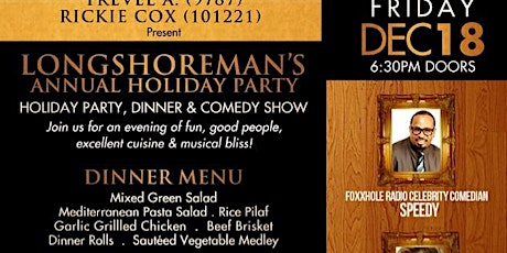 LONGSHOREMAN HOLIDAY COMEDY SHOW &DINNER primary image