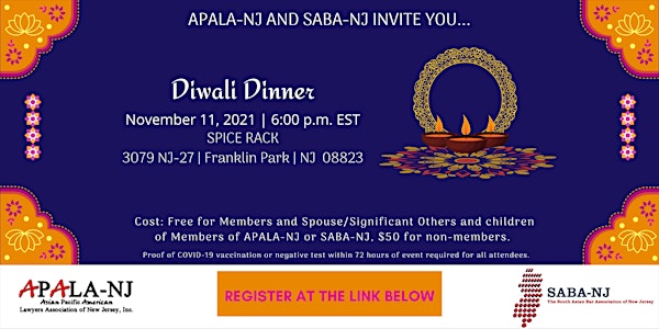 APALA-NJ and SABA-NJ's Diwali Dinner