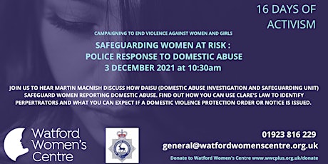 SAFEGUARDING WOMEN AT RISK: POLICE RESPONSE TO DOMESTIC ABUSE (DAISU) primary image