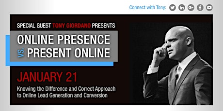 Tony Giordano Presents: Online Presence vs. Present Online primary image