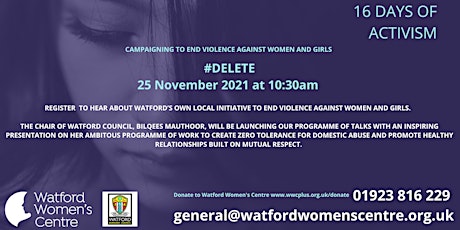 #DELETE -WATFORD’S LOCAL INITIATIVE TO END VIOLENCE AGAINST WOMEN AND GIRLS primary image