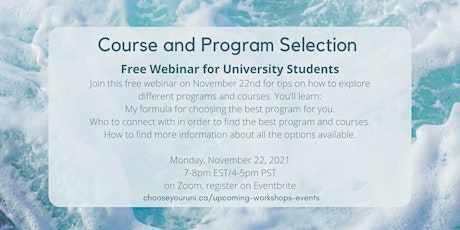 University Program & Course Selection Webinar
