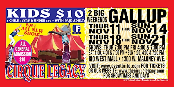 Thursday November 11 Cirque Legacy in Gallup NM
