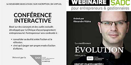 Webinaire SADC : Conférence interactive ÉVOLUTION avec Alexandre Vézina
