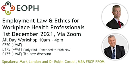 Employment Law and Ethics Workshop for  Workplace Health Professionals primary image