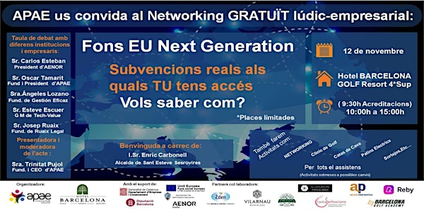 APAE  Networking GRATUÏT lúdic-empresarial "Fons EU Next Generation"