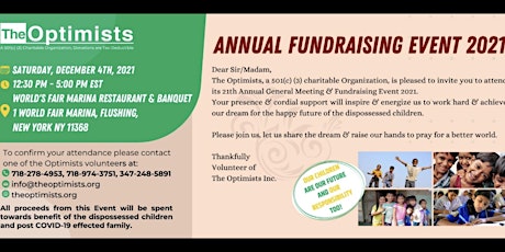 Optimists 2021 Fundraising Event primary image