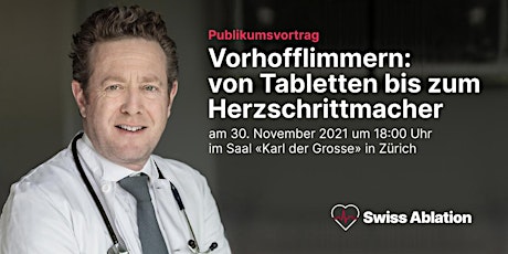 Hauptbild für Publikumsvortrag zu Vorhofflimmern: von Tabletten bis zum Herzschrittmacher