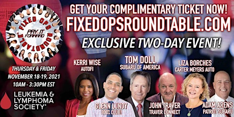 Ted Ings Presents FIXED OPS ROUNDTABLE: Pay It Forward! 2-Day Virtual Event