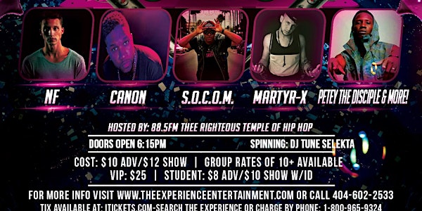 The Experience Concert feat. NF, CANON, S.O.C.O.M. & More!!