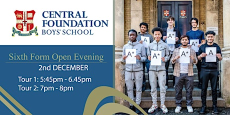 Sixth Form Open Evening at Central Foundation Boys' School - 2 Dec 2021 primary image