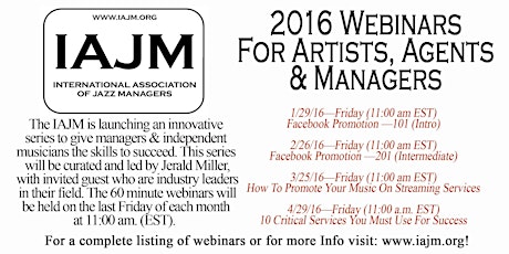 IAJM (International Association of Jazz Managers) Webinar Series primary image