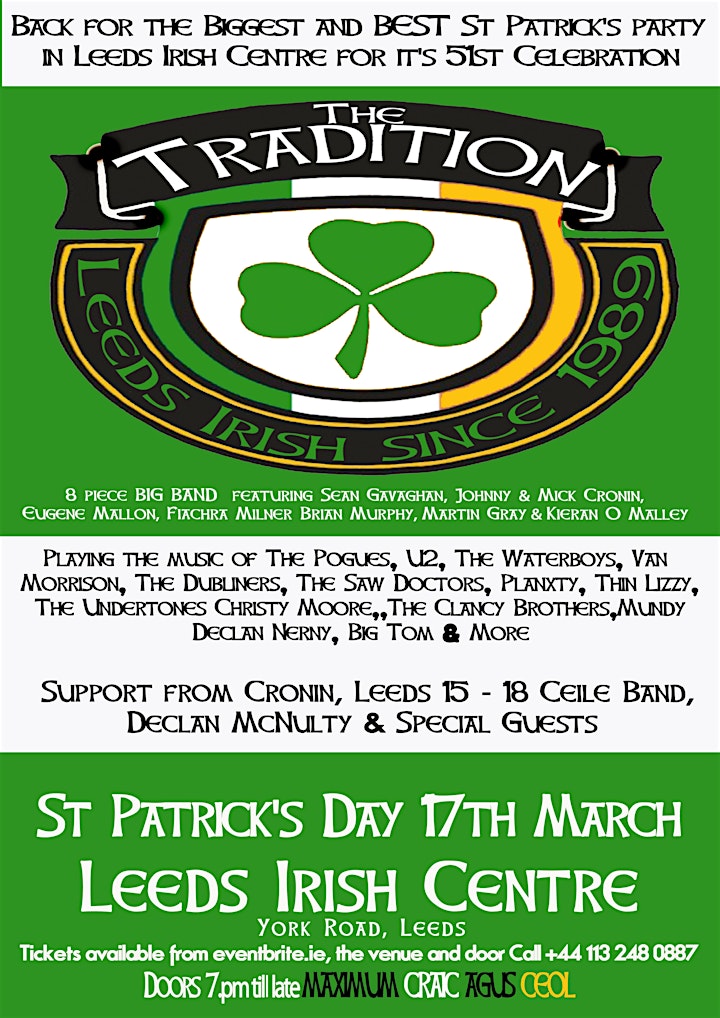 THE TRADITION - THE BEST ST PATRICK'S DAY PARTY IN LEEDS image