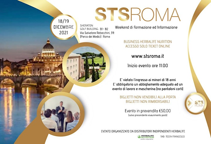 
		Immagine STS ROMA Dicembre | Weekend di Formazione BUSINESS Herbalife Nutrition
