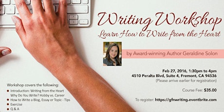 Writing Workshop: Learn How to Write from the Heart primary image