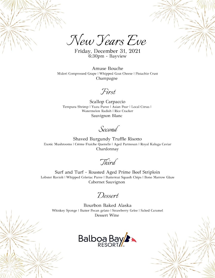 
		New Year's Eve Bay View  Four Course Wine Dinner image
