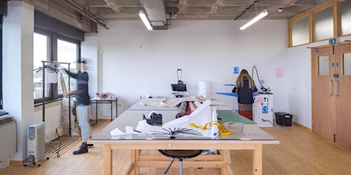Desks in Brixton fashion and textiles studio workspace
