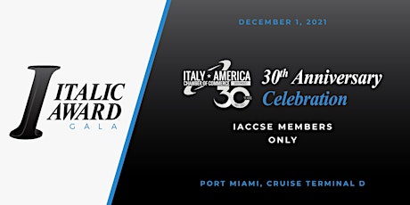 Italic Award Gala - IACCSE 30th Anniversary Celebration - MEMBERS ONLY primary image