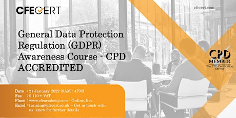 General Data Protection Regulation (GDPR) Awareness Course - £ 110.00 tickets