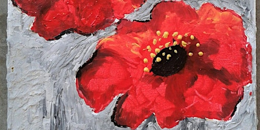 Textured Red Flowers, Acrylic and Mixed Media on Canvas